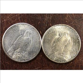 1925-S $1 Peace Silver Dollar Coin 90% Silver - XF Cond. Lot of 2 Fast Auction #02