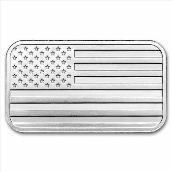 1 oz Silver Bar - American Flag Design (Eagle Back)