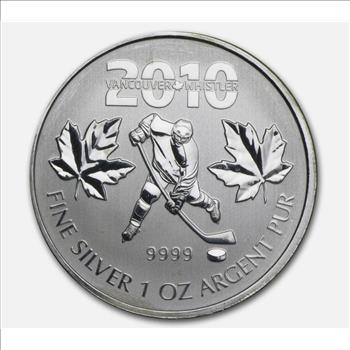 2010 Canada 1 oz Silver Olympic Hockey BU (Abrasions - Milk Spots) New from Tube