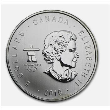 2010 Canada 1 oz Silver Olympic Hockey BU (Abrasions - Milk Spots) New from Tube