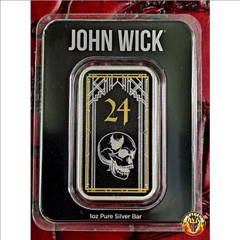 John Wick 1 oz Silver Skull - Death Card Bar - Rules of Engagement (Time of the Duel)