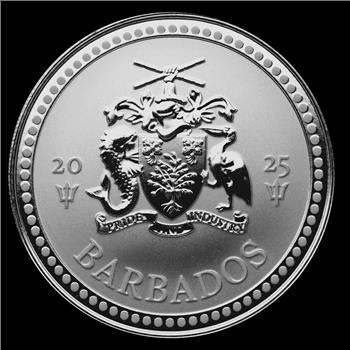 2025 Barbados Trident Half Dollar 1 oz .9999 Fine Silver Coin