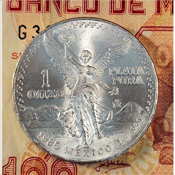 1985 México 1 oz Libertad .999 Silver Banco de México BU Coin in Capsule