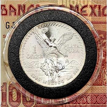 1985 México 1 oz Libertad .999 Silver Banco de México BU Coin in Capsule