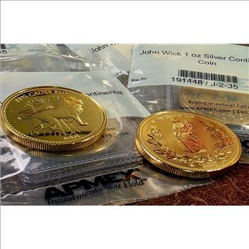 John Wick 1 oz Silver Continental Coin - 24Kt Gold Gilded - APMEX Package - READ