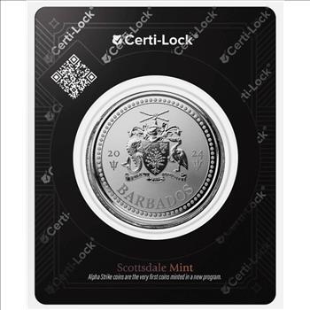 2024 1 oz Silver Coin Barbados Trident .9999 Silver ALPHA STRIKE (BU)