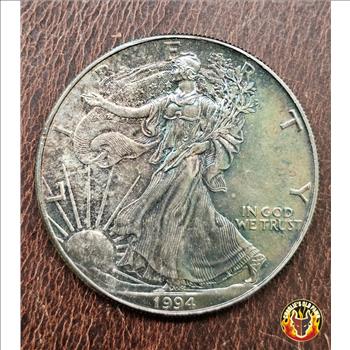 1994 $1 American Silver Eagle 1 oz Coin AU - Extreme Toning