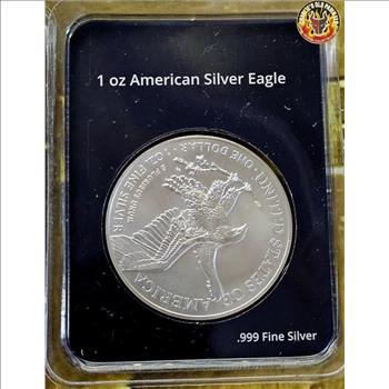 2024 American Eagle 1 oz .999 Silver $1 Coin BU w/Blue American Flag Card Holder