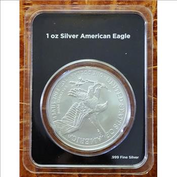 2022 American 1 oz .999 Silver Eagle BU $1 Coin Flag Label & Black Card in TEP