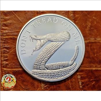 Don't Tread On Me Snake 1 oz .999 Silver Shield 2023 Round BU in Capsule