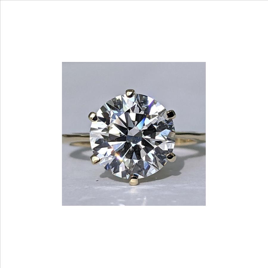 5 Carat Round Lab Grown Diamond Engagement Ring Solid 14k Yellow Gold IGI Certified