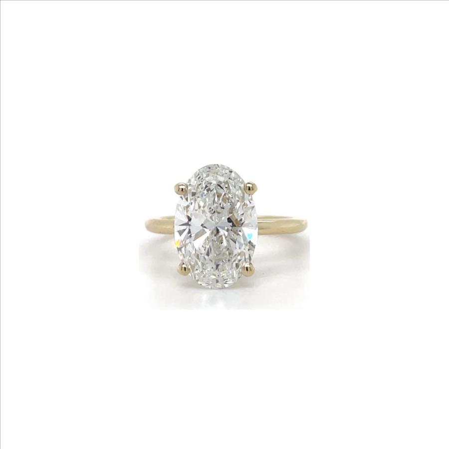 5 Carat Oval Lab Grown Diamond Engagement Ring 14k Yellow Gold IGI Certified