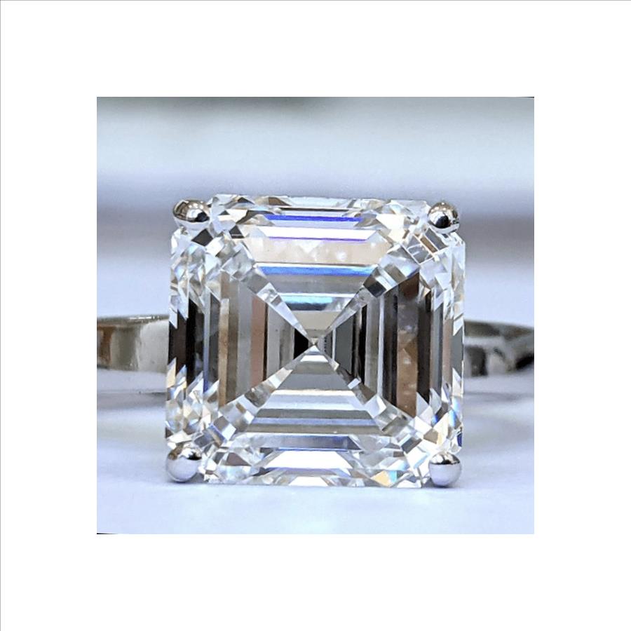 5 Carat Asscher Cut Lab Grown Diamond Engagement Ring Solid 14k White Gold IGI Certified
