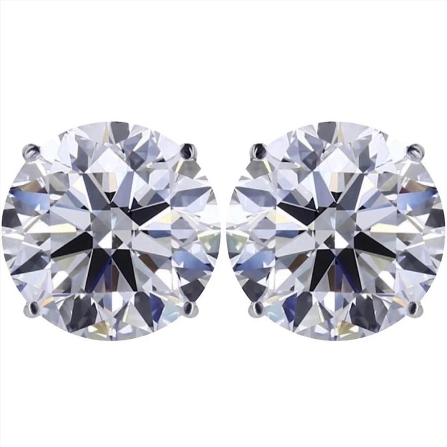 4 Carat VVS Moissanite Round 2 Stud Earrings 925 Sterling Silver	