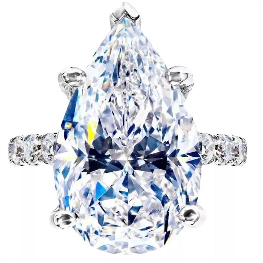 4 Carat Lab Grown Diamond Engagement Ring Pear 14k Solid White Gold IGI Certified