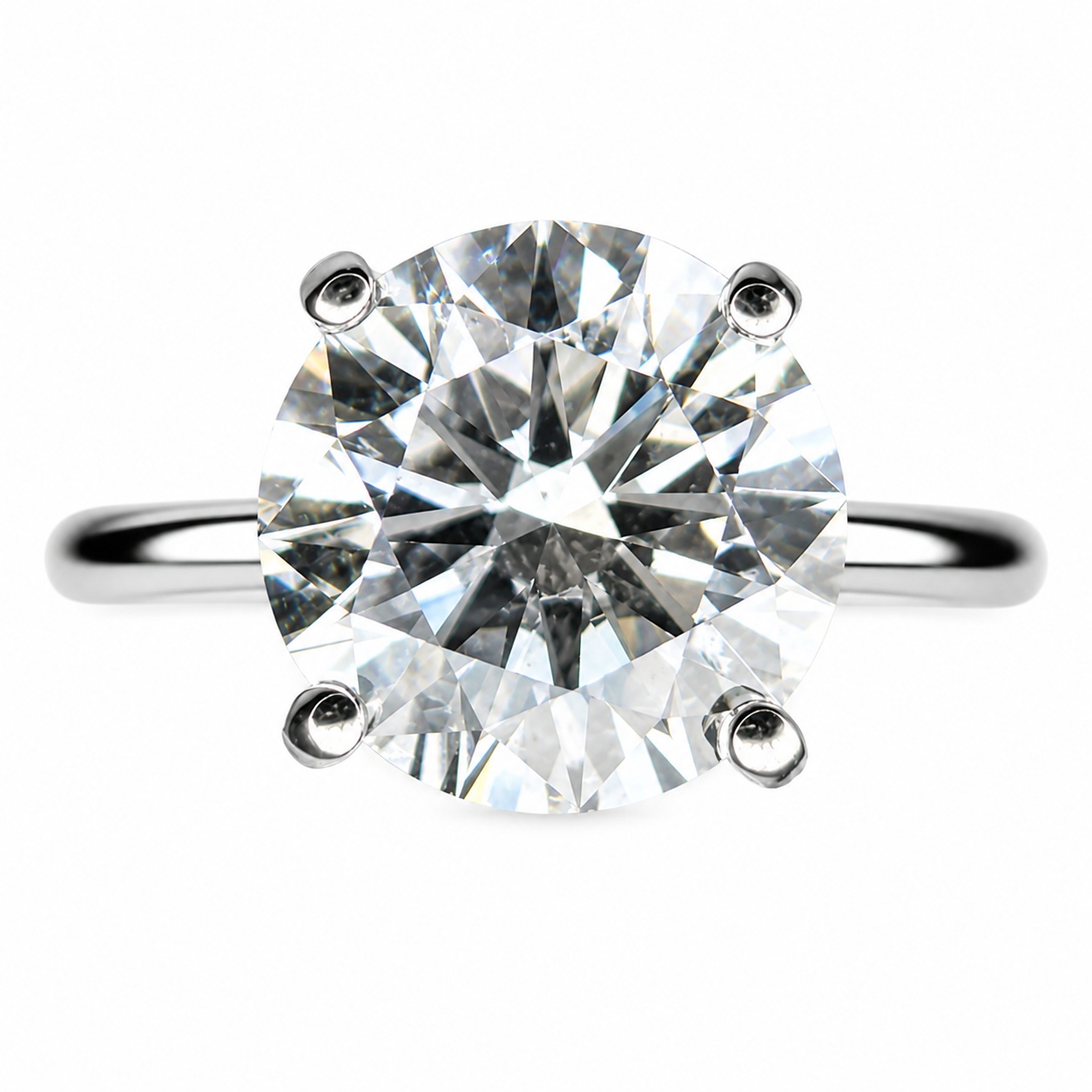 4 Carat Real Lab Grown Diamond Round Brilliant Cut Engagement Ring Solid 14k White Gold
