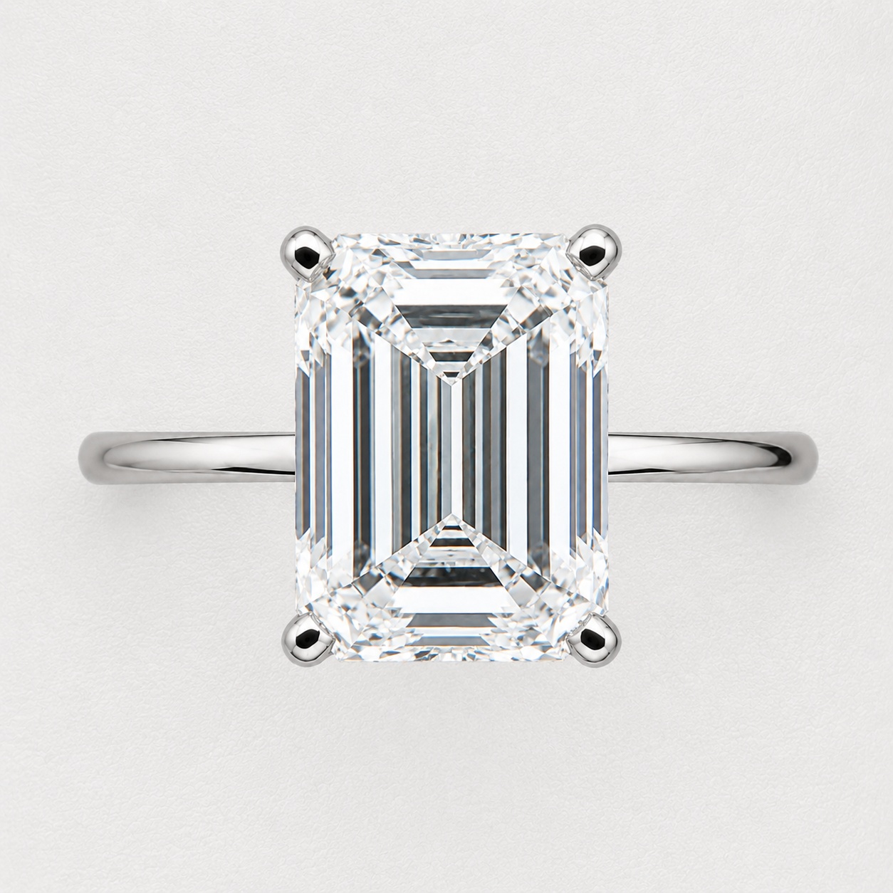 IGI Certified 4 Carat Emerald Lab Grown Diamond Engagement Ring 14k Solid White Gold