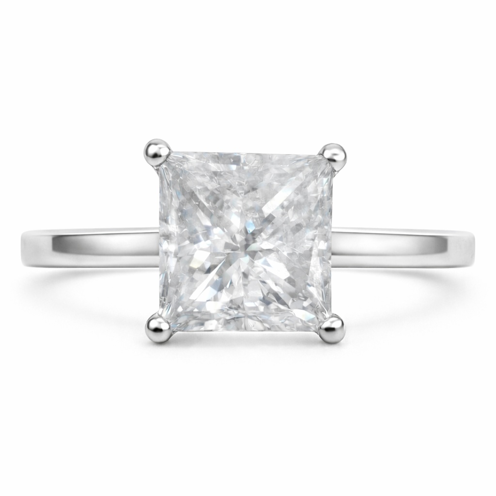 IGI Certified Real Natural 2.00 Carat Princess Cut Diamond Ring Solid 14k White Gold
