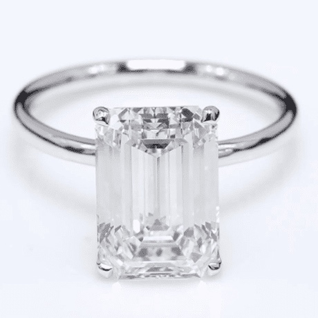 6 Carat Emerald Lab Grown Diamond Engagement Ring 14k Solid White Gold IGI Certified
