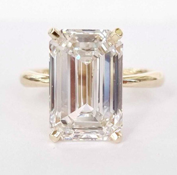 6 Carat Emerald Lab Grown Diamond Engagement Ring 14k Solid Yellow Gold IGI Certified