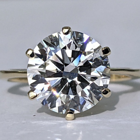 5 Carat Round Lab Grown Diamond Engagement Ring Solid 14k Yellow Gold IGI Certified