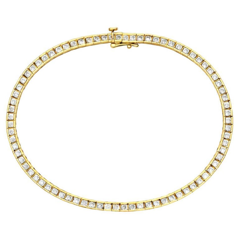 Real Natural 2 Carat Diamond Tennis Bracelet Solid 14k Yellow Gold GCAL Certified