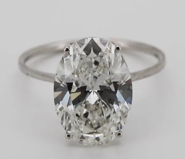 6 Carat Oval Lab Grown Diamond Engagement Ring 14k White Gold IGI Certified