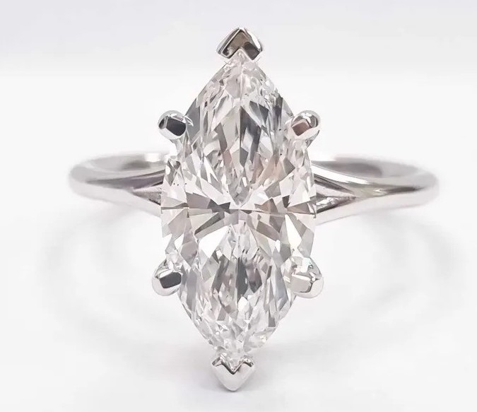 6 Carat Real Lab Grown Diamond Marquise Engagement Ring Solid 14k White Gold