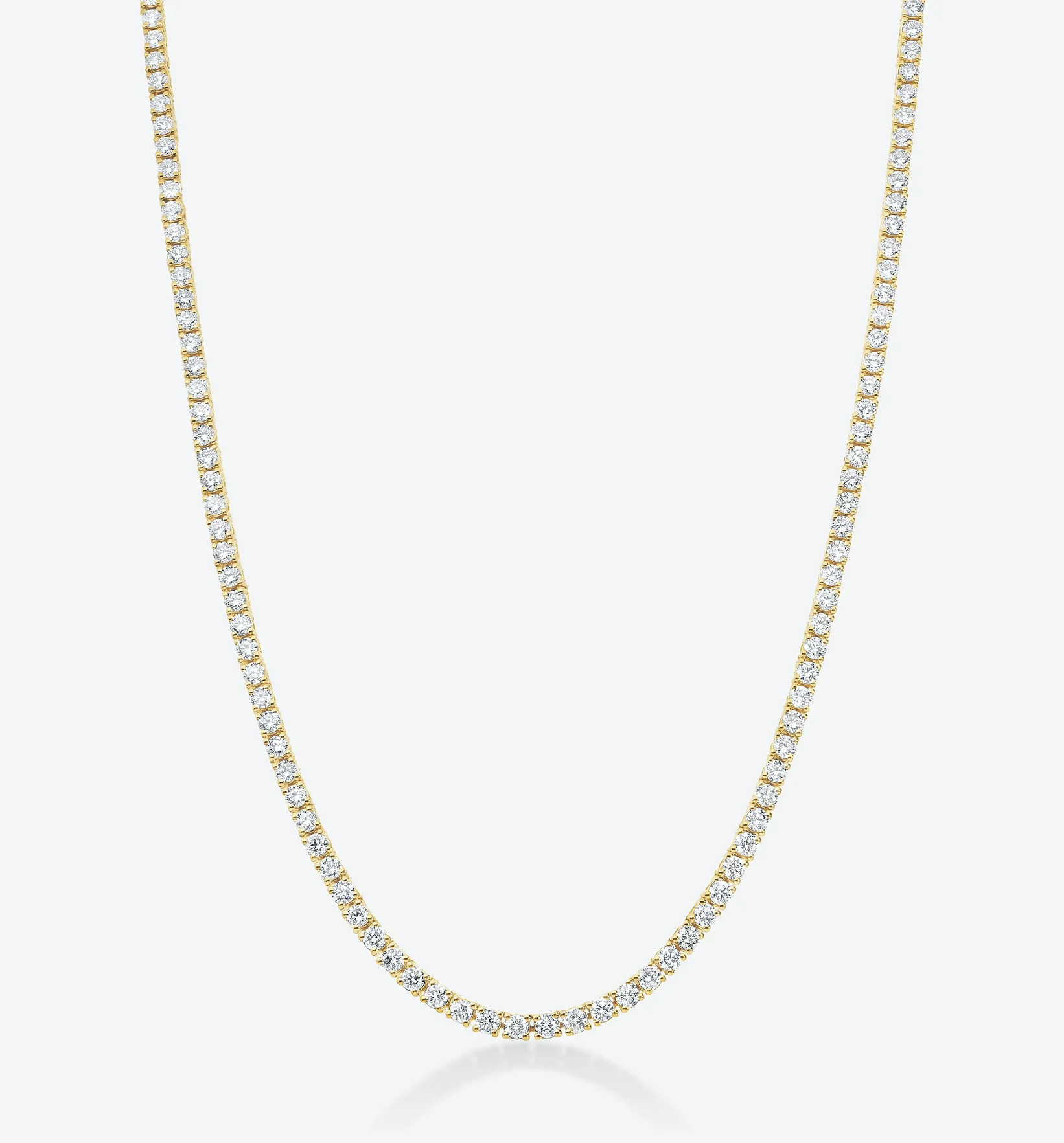 4 Carat Real Lab Grown Diamond Tennis Necklace Chain Solid 14k Yellow Gold 16 Inches