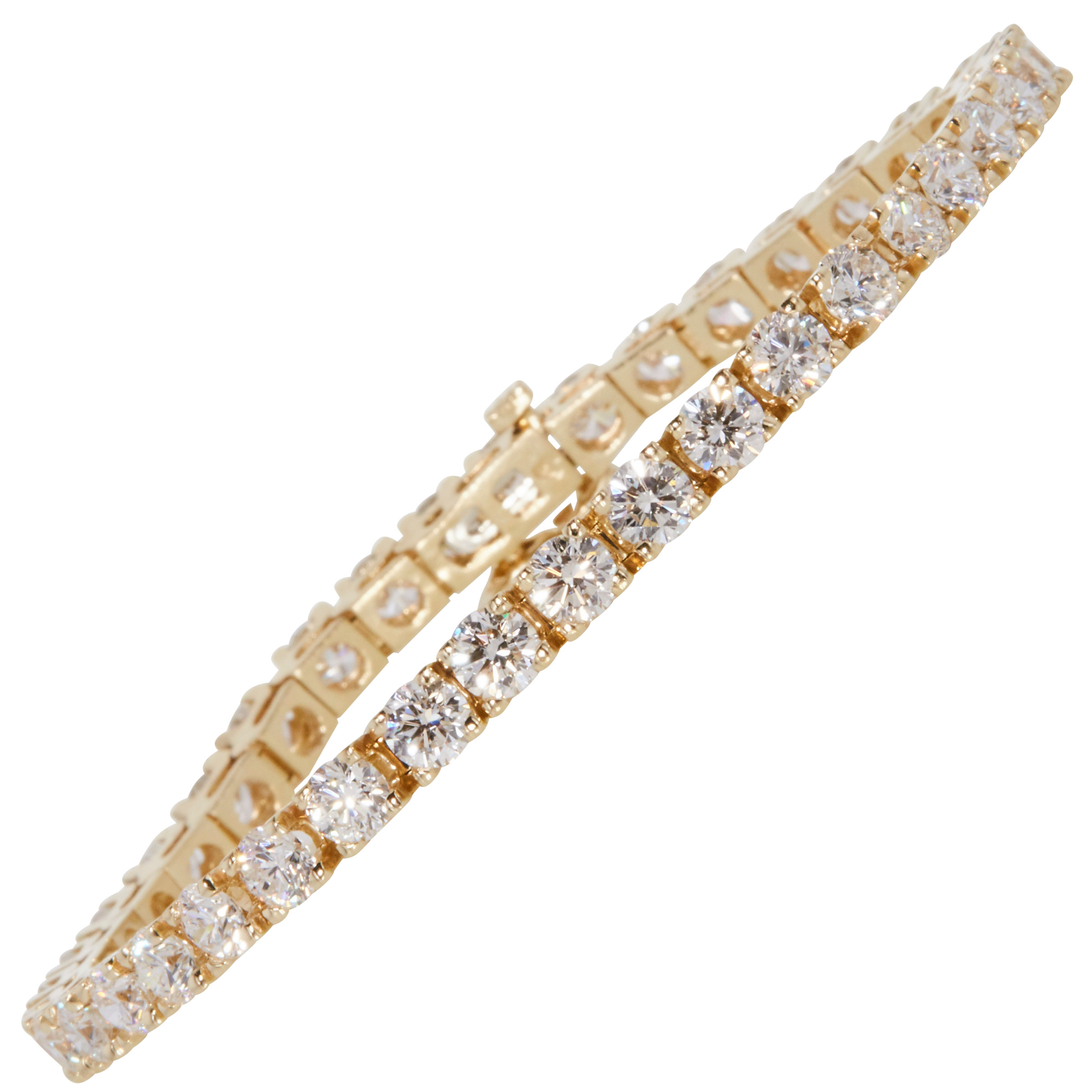 Real Lab Grown VS Diamond Tennis Bracelet Round 3 1/2 Carat 7 Inch Solid 14k Yellow Gold