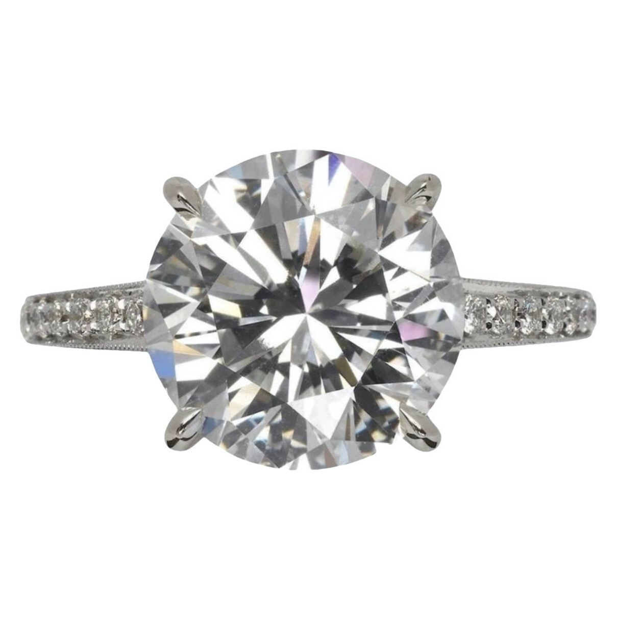 4 Carat Real Lab Grown Diamond Round Brilliant Cut Engagement Ring Solid 14k White Gold