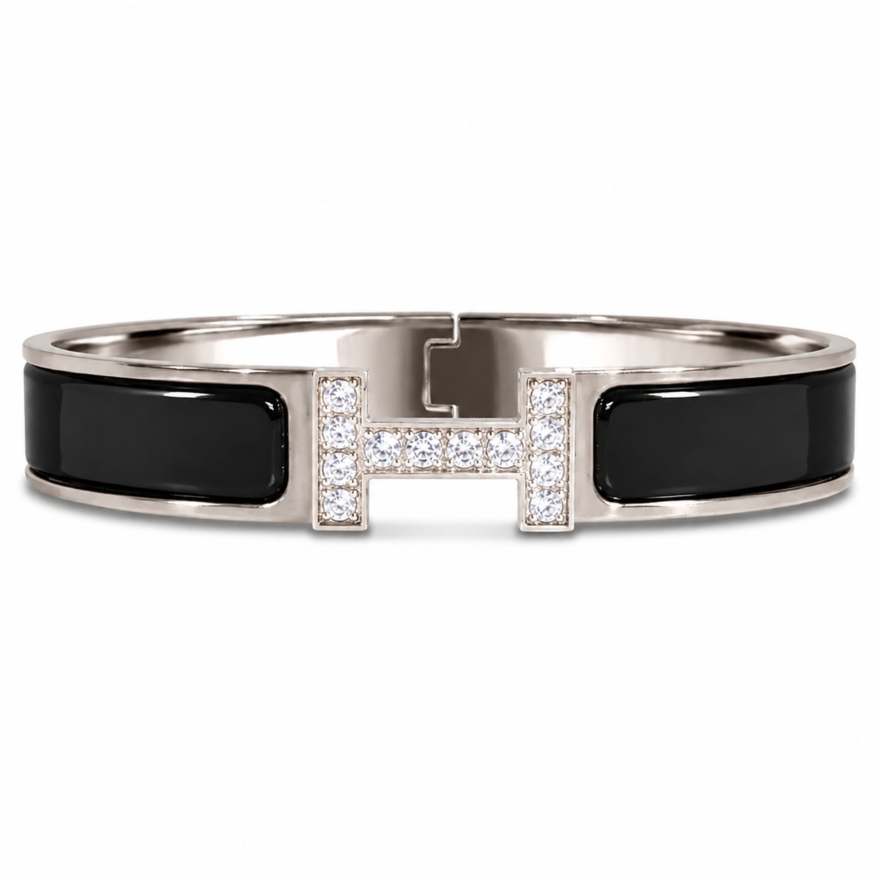 IGI Certified Custom Natural Diamond Hermes Clic H Bracelet GM Size