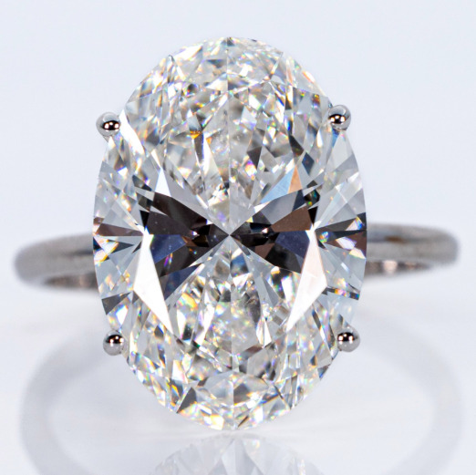6 Carat Oval Lab Grown Diamond Engagement Ring 14k White Gold IGI Certified