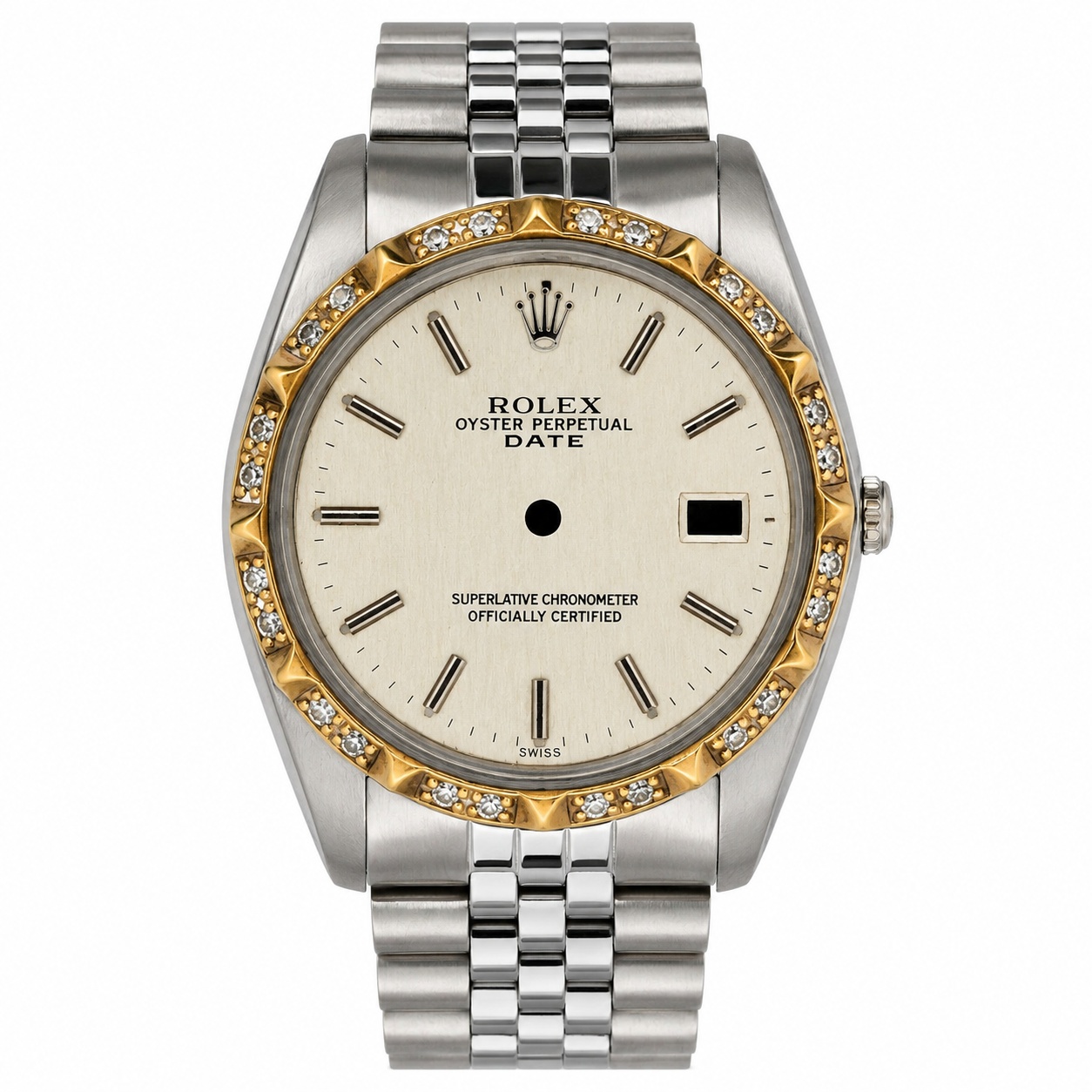 Rolex Diamond Bezel Oyster Perpetual Date Men's Watch Case Parts Set