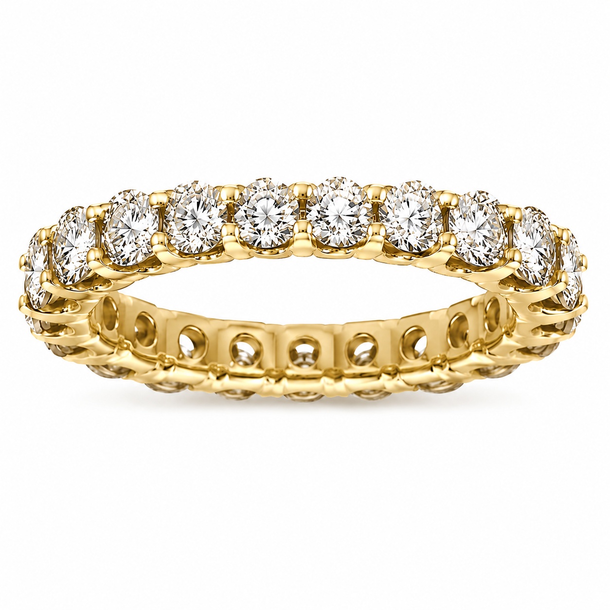 IGI Certified Real Natural 2.20 Carat Diamond Eternity Ring Band Solid 14k Yellow Gold