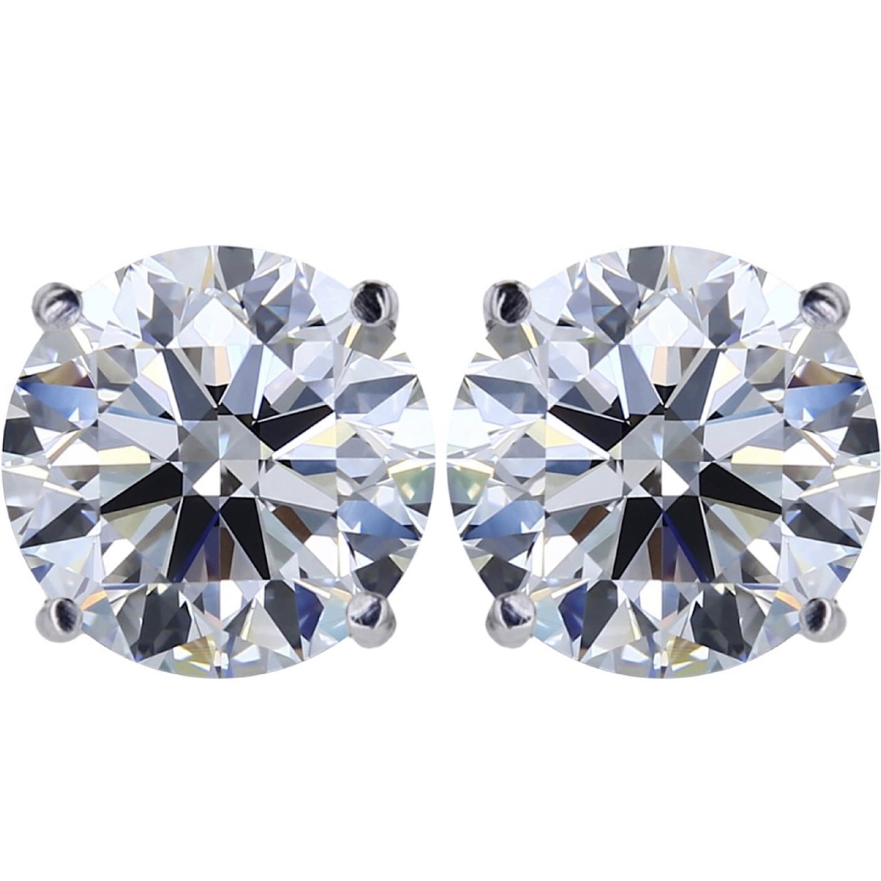 4 Carat VVS Moissanite Round 2 Stud Earrings 925 GRA