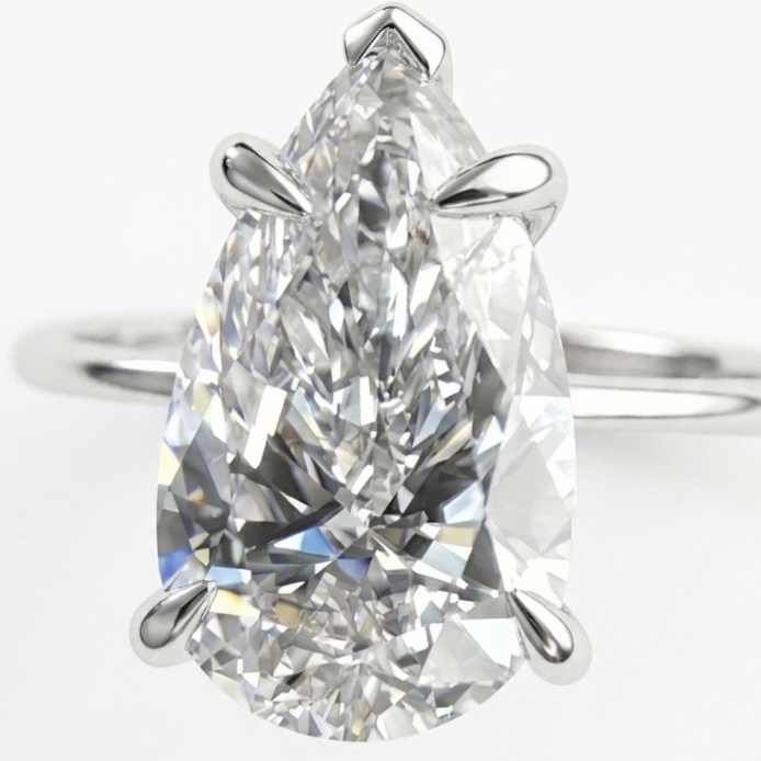 IGI Certified 4 Carat Lab Grown Diamond Engagement Ring Pear 10k Solid White Gold