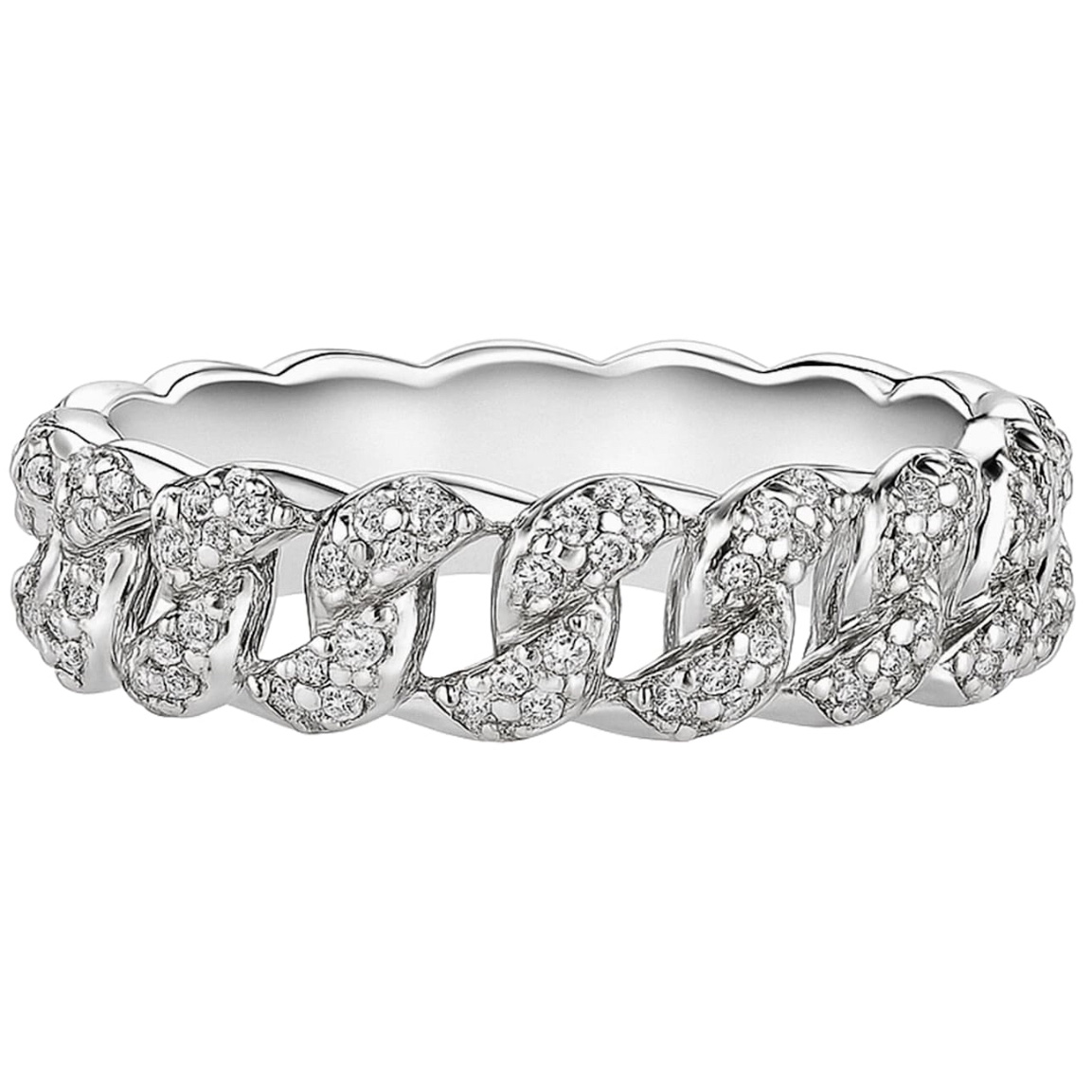 1/2 Carat Moissanite Cuban Ring Band 925 Sterling Silver