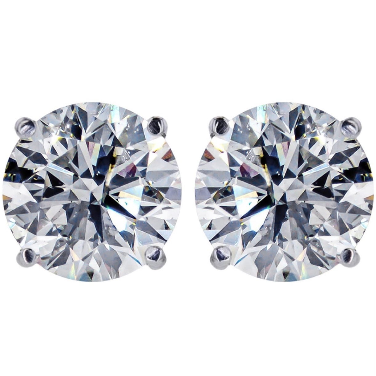 1 1/2 ct Lab Grown Diamond Round Solitaire Stud Earrings 14k White Gold