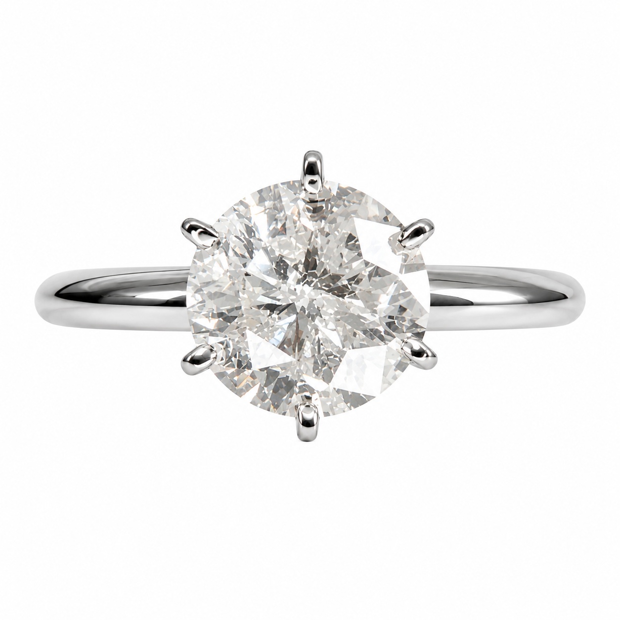 GCAL Certified Real Natural 2 Carat Diamond Brilliant Round Solitaire Engagement Ring Solid 14k White Gold