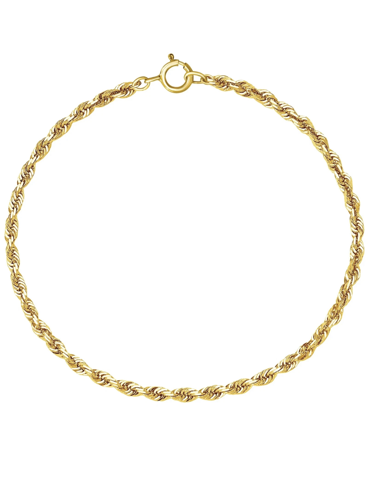 14K Yellow Gold Filled Rope Bracelet 7 1/2 Inches Mens Womens