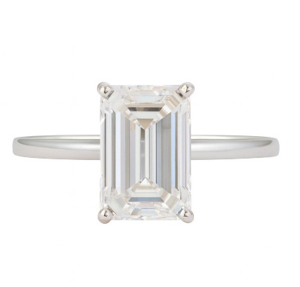 Real Lab Grown Diamond 3 Carat Emerald Cut Engagement Ring Solid 14k White Gold IGI Certified