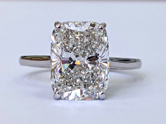 Real Lab Grown Diamond 3 Carat Elongated Cushion Cut Engagement Ring Solid 14k White Gold IGI Certified 