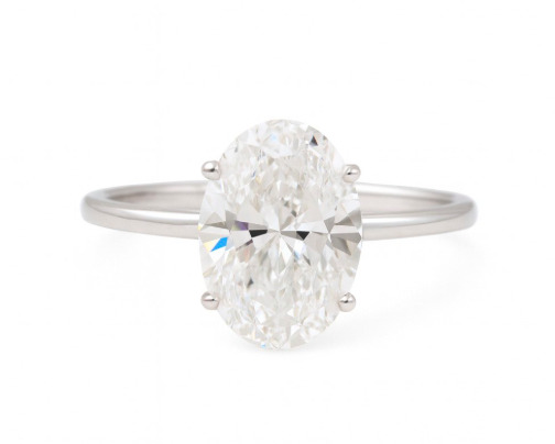 Real Lab Grown Diamond Oval Brilliant Engagement Ring 2 Carat Solid 14k White Gold IGI Certified  