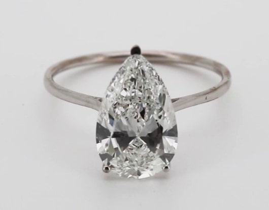 Real Lab Grown Diamond 2 Carat Pear Shaped Engagement Ring Solid 14k White Gold IGI Certified 