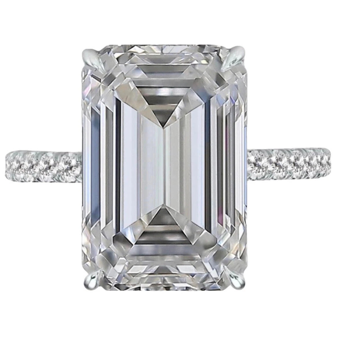  IGI Certified 4 Carat Emerald Lab Grown Diamond Engagement Ring 14k Solid White Gold