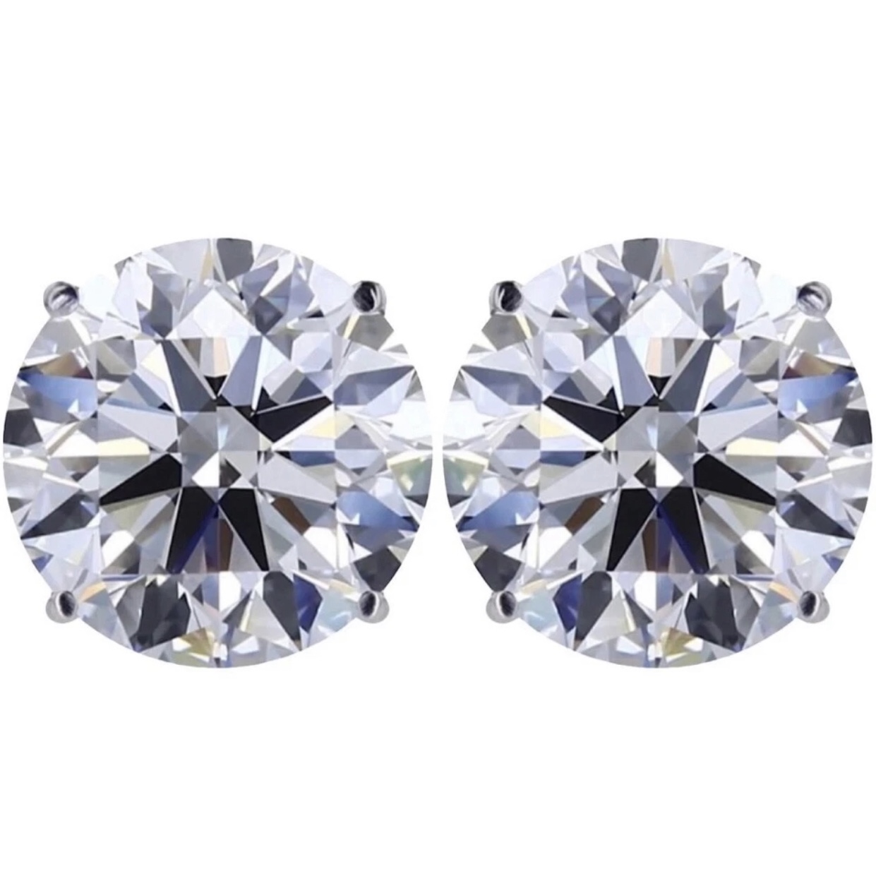 IGI Certified 2 Carat VS Lab Grown Diamond Round 2 Stud Earrings 14k White Gold 
