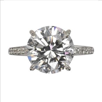 Real Lab Grown Diamond 3 Carat Round Brilliant Cut Engagement Ring Solid 14k White Gold