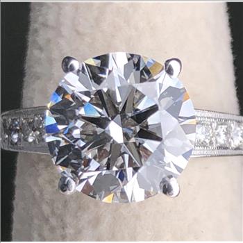 Real Lab Grown Diamond 3 Carat Round Brilliant Cut Engagement Ring Solid 14k White Gold