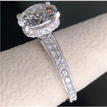 Real Lab Grown Diamond 3 Carat Round Brilliant Cut Engagement Ring Solid 14k White Gold
